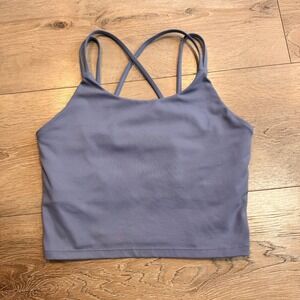 Longline Sports Bra Tank Top Crisscross Straps Blue Athletic Workout Small S‎